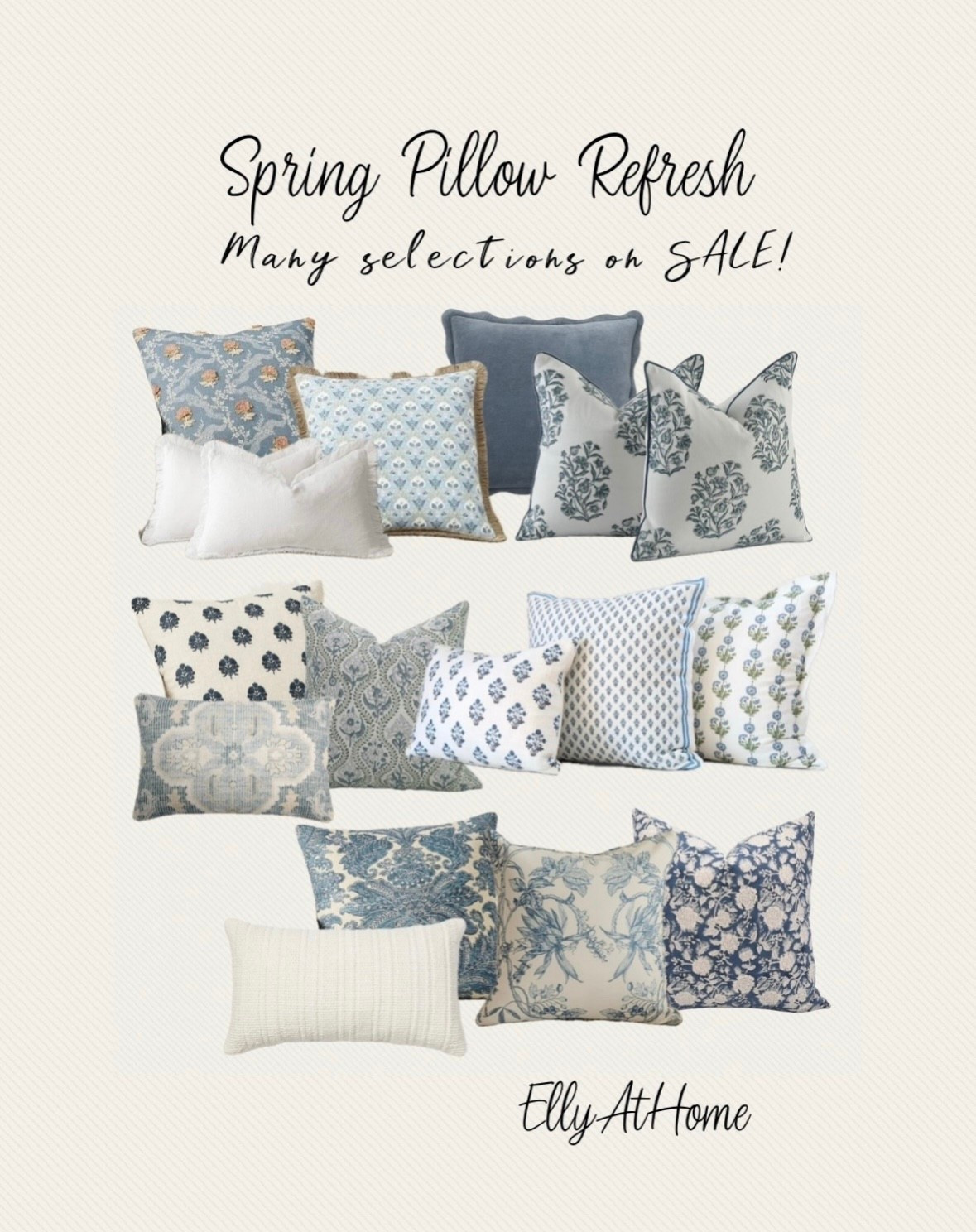 Pillows for your spring home in a variety of blues and neutrals. Some selections on sale! Amazon, Pottery Barn, Wayfair, Target, Walmart.  Free shipping. 

#LTKSaleAlert #LTKHome