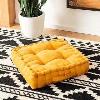 Safavieh Gardenia Square Tufted Velvet Floor Pillow (Ginger) | Bed Bath & Beyond
