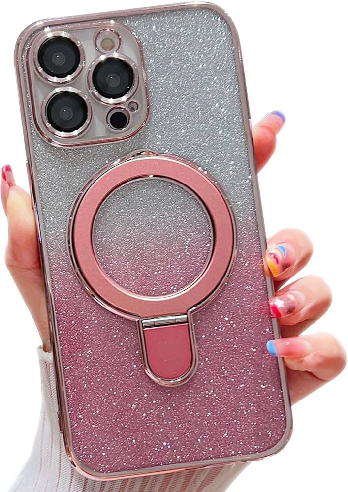 TwoHead for iPhone 12 Pro Max Glitter Magnetic Case Compatible with MagSafe,Built-in Ring Holder ... | Amazon (US)