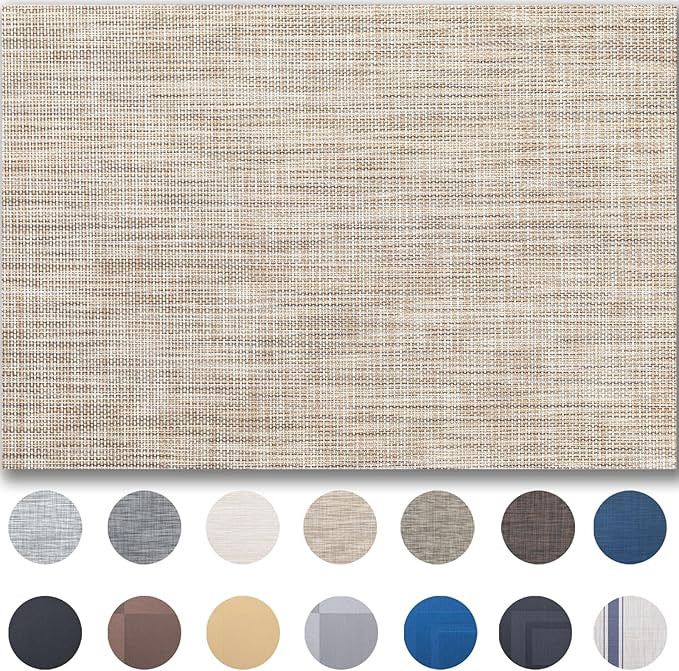 Placemats Set of 4 - Easy Clean Woven Vinyl Placemats for Dining Table, Indoor/Outdoor Place Mats... | Amazon (US)