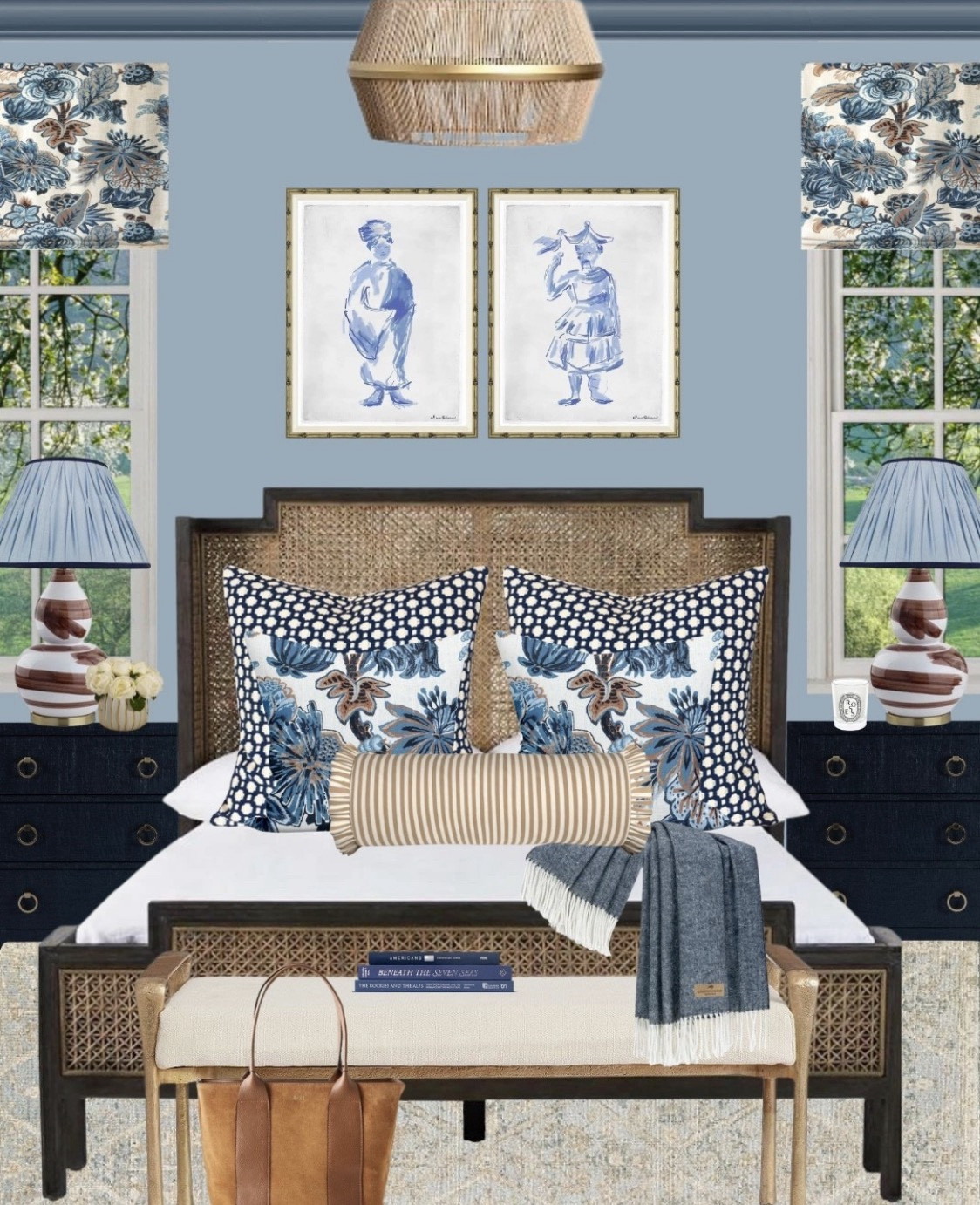 Three layered bedroom designs—from a classic blue-and-white primary bedroom to a soft green grandmillennial bedroom and a tailored boys bedroom—all grounded in timeless pattern, warm textures, and thoughtful details. Cane and woven accents, tailored window treatments, and curated bedding create spaces that feel collected, comfortable, and designed to grow with you. Shop the furniture, lighting, rugs, and decor used in each room below.

#LTKOver40 #LTKHome #LTKKids