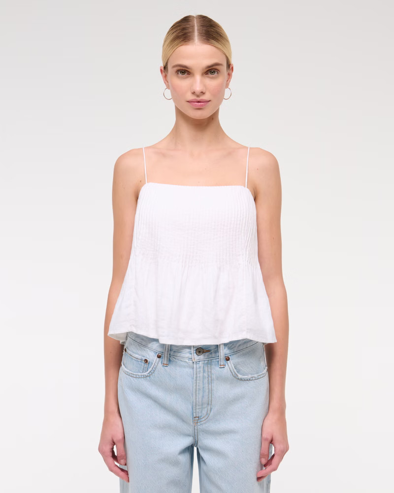 Linen-Blend Pintuck Top | Abercrombie & Fitch (US)