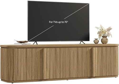 SICOTAS Fluted TV Stand for TVs up to 70" - Modern Entertainment Center with Storage and Adjustab... | Amazon (US)