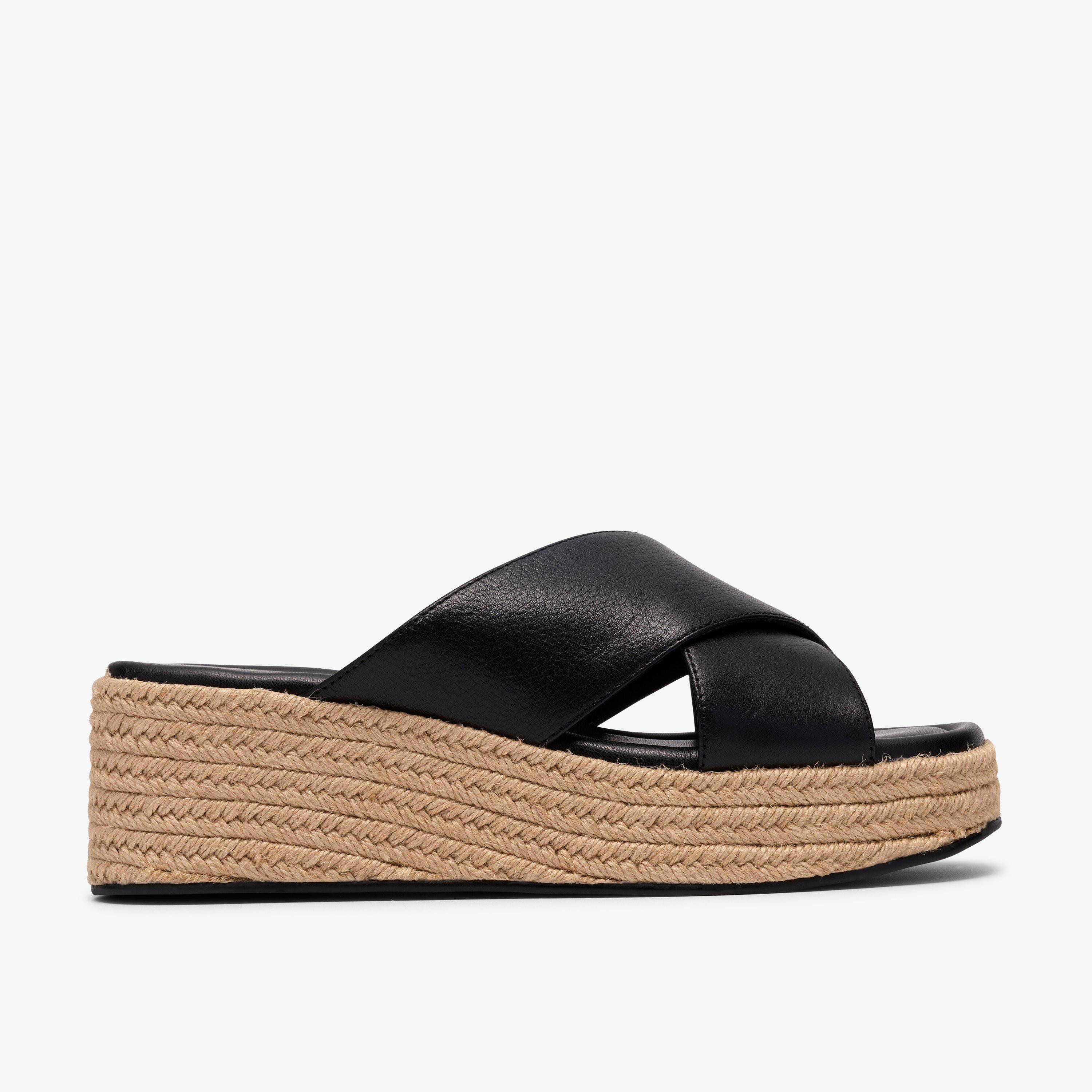 Womens Tessiah Mule 2 Black Leather Wedges | Clarks | Clarks (US)