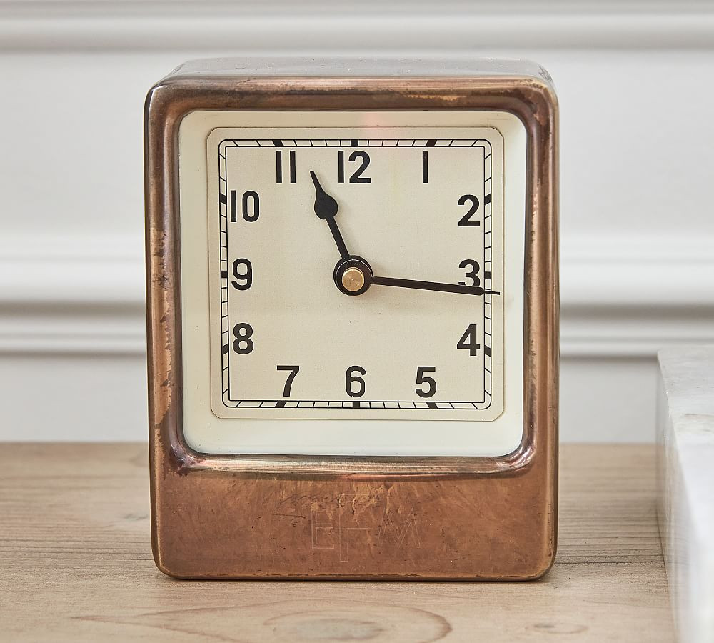 Anton desktop clock in brass from Pottery Barn
