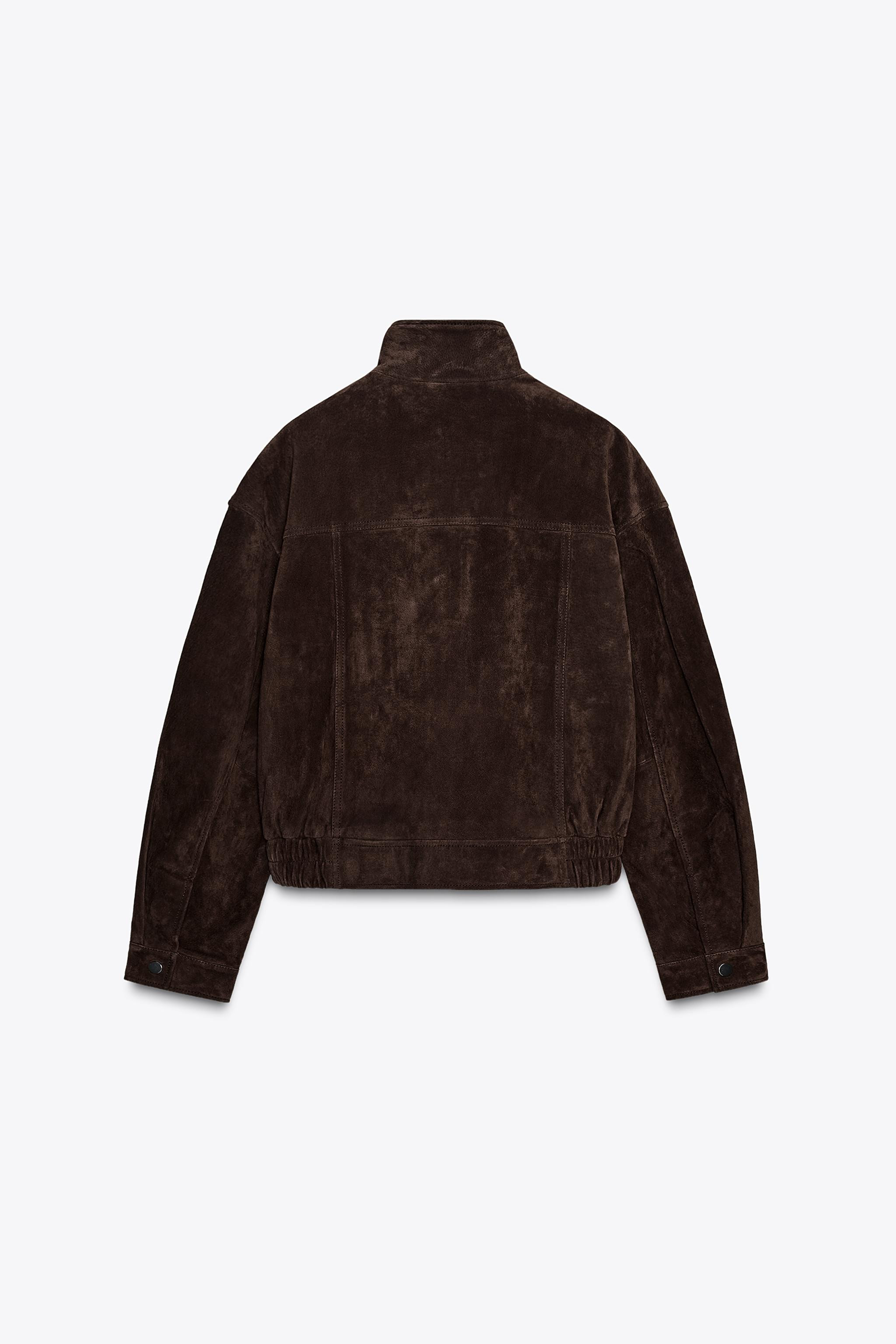 SUEDE LEATHER BOMBER JACKET WITH POCKETS | Zara US