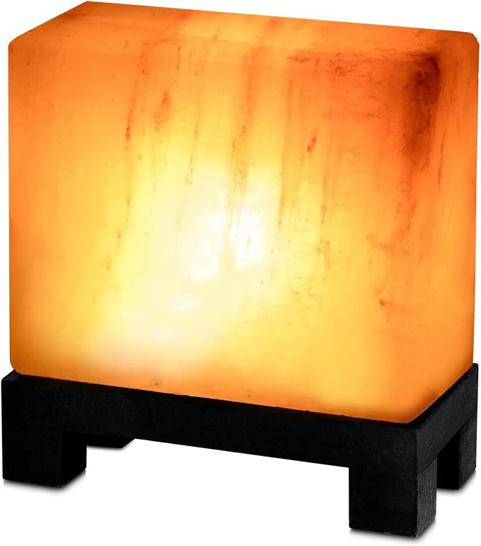 UMAID Himalayan Salt Lamp Rectangle, Natural Pink Rock Salt Lamp on Modern Wood Base with Night L... | Amazon (US)