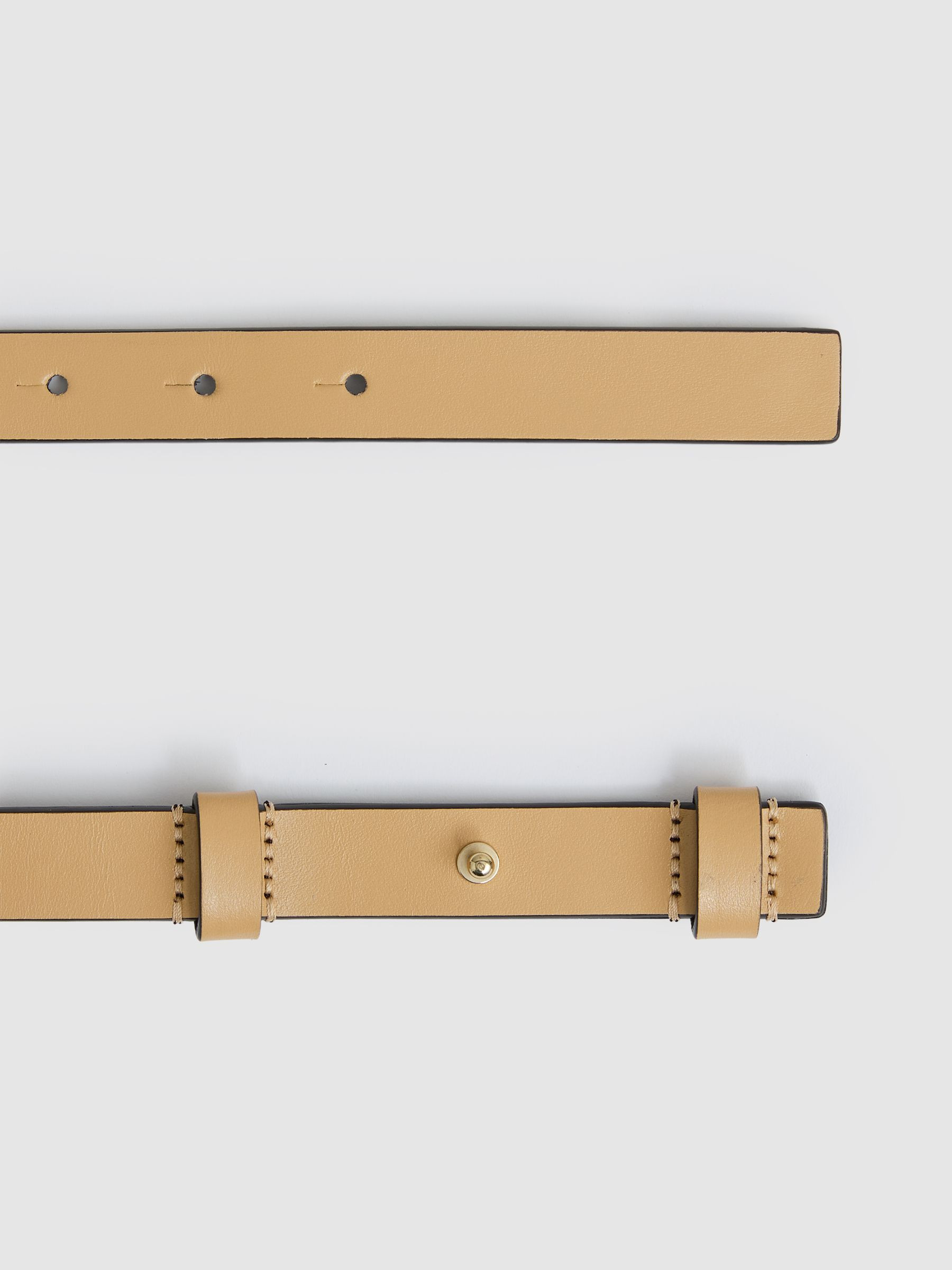 Leather Square Hinge Belt in Neutral | Reiss DE