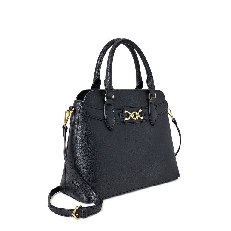 C. Wonder Women’s Adult Naomi Caviar Textured Satchel Bag Black - Walmart.com | Walmart (US)