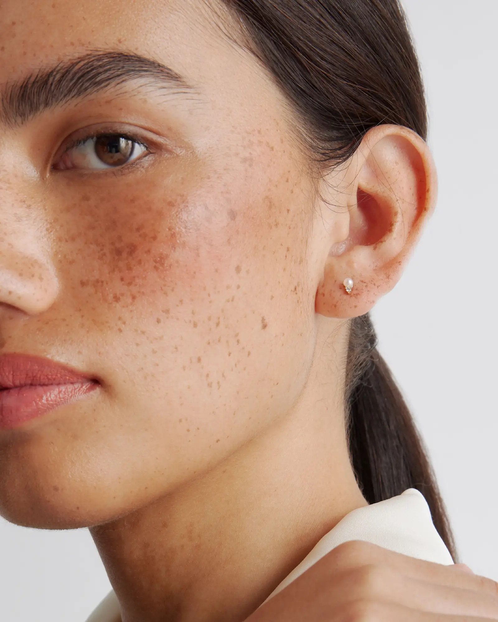 14K Gold Pearl and Diamond Petite Odette Studs in Yellow Gold | Quince