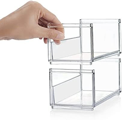 MarccTipton Clear Stackable Clear Acrylic Shelf, Vanity, Craft and Plush Toy Display Organizer, Set  | Amazon (US)
