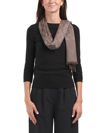 Made In Italy Wool Blend Luxury Logo Scarf | TJ Maxx