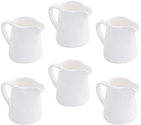 4.5 OZ 6-pcs Porcelain Creamer with Handle, Pure White Cream Pitcher Sauce Pitcher Serving for Co... | Amazon (US)
