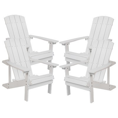 Merrick Lane Set of 4 All-Weather Poly Resin Wood Adirondack Chairs in White | Target