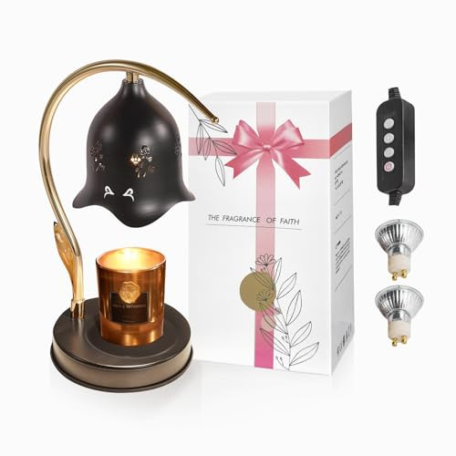 Candle Warmer Lamp with Timer: Electric Candle Warmer Lamp Black with 2 Bulbs, Dimmable Candle Warmer Lamp, for Mom Home Decor House Warming Gifts New Home | Amazon (US)