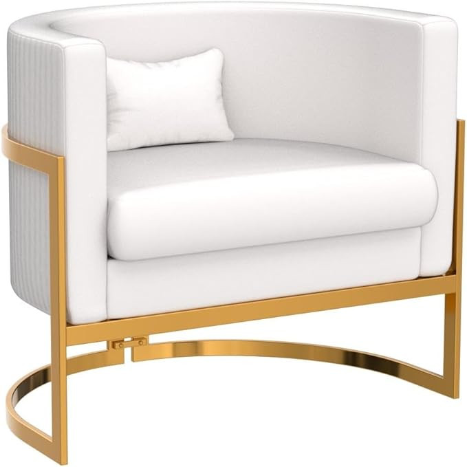 Alunaune Upholstered Velvet Accent Chair Barrel Chairs Modern Living Room Armchair, Mid Century L... | Amazon (US)