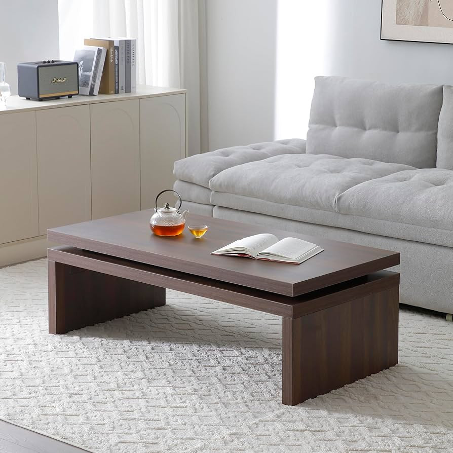 Wooden Coffee Table, 47.2" Rectangle Mid Century Modern Wood Center Table, Farmhouse Solid Firwoo... | Amazon (US)