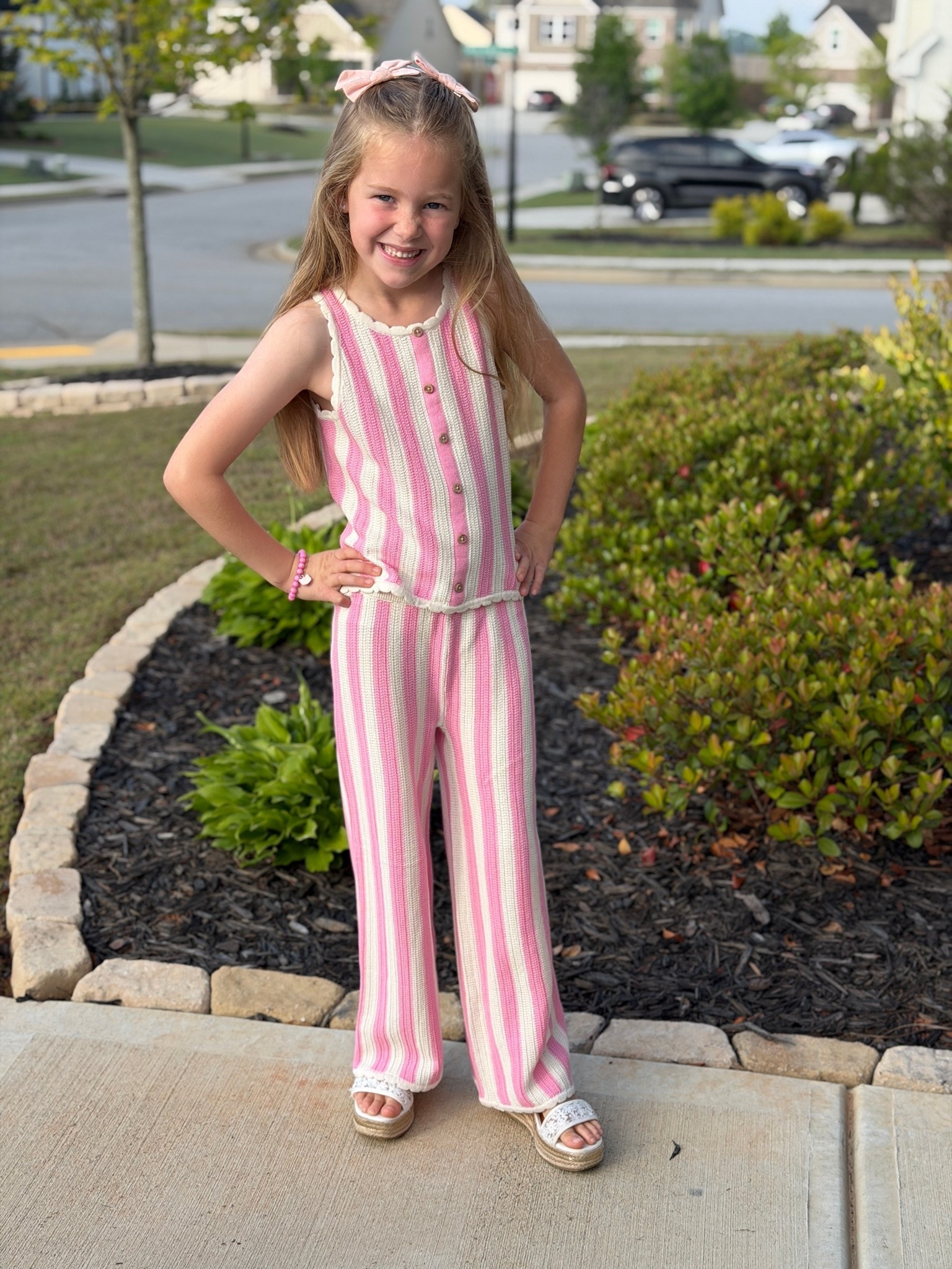 Girls knit set for summer in the prettiest pink stripe pattern! The @Jessica Simpson kids clothes at Walmart are ADORABLE!

#LTKootd #LTKKids #LTKSeasonal