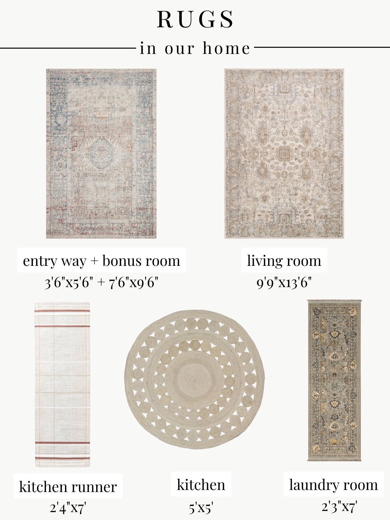 rugs in our house!! #entryway #bonusroom #diningroom #livingroom #kitchen #laundryroom 

#LTKSeasonal #LTKhome