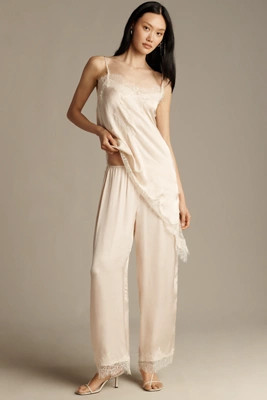 LyreBird Satin Lace-Trim Wide-Leg Trousers | Anthropologie (UK)