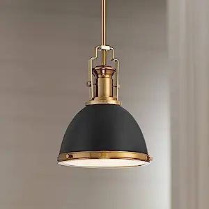 Memphis Black Burnished Brass Gold Mini Pendant Light 9 3/4" Wide Modern Industrial Bowl Shade Fi... | Amazon (US)