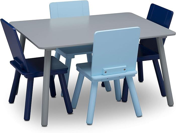 Delta Children Kids Table and Chair Set (4 Chairs Included), Grey/Blue | Amazon (US)