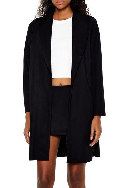 Faux Suede Open-Front Trench Coat | Forever 21
