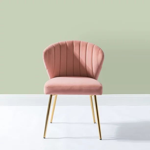 Luna velvet Side Chair for bedroom or living room in Pink | Walmart (US)
