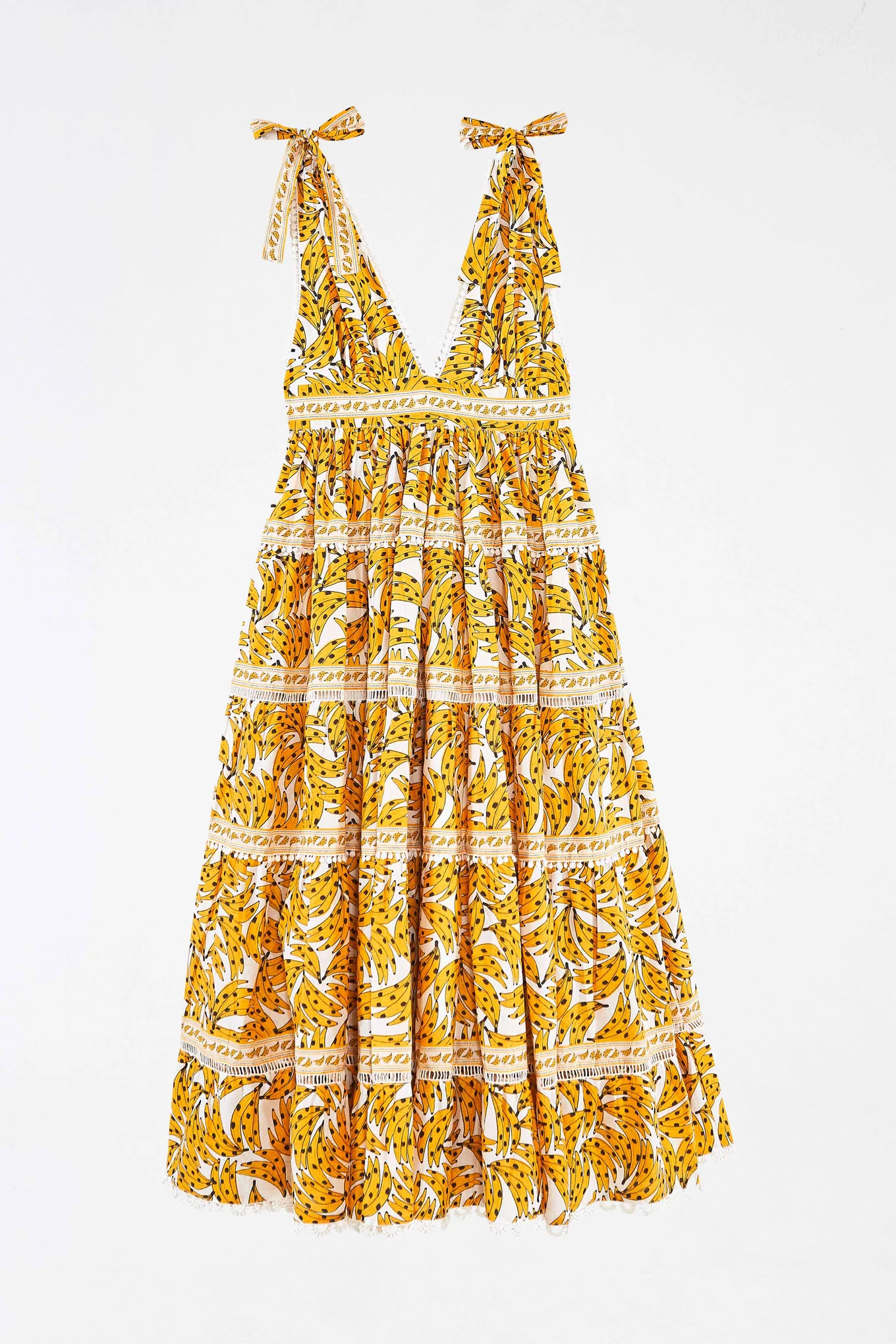 White Spotted Bananas Maxi Dress | FarmRio (US)