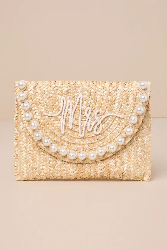 Perla Mrs Natural Straw and Pearl Clutch | Lulus