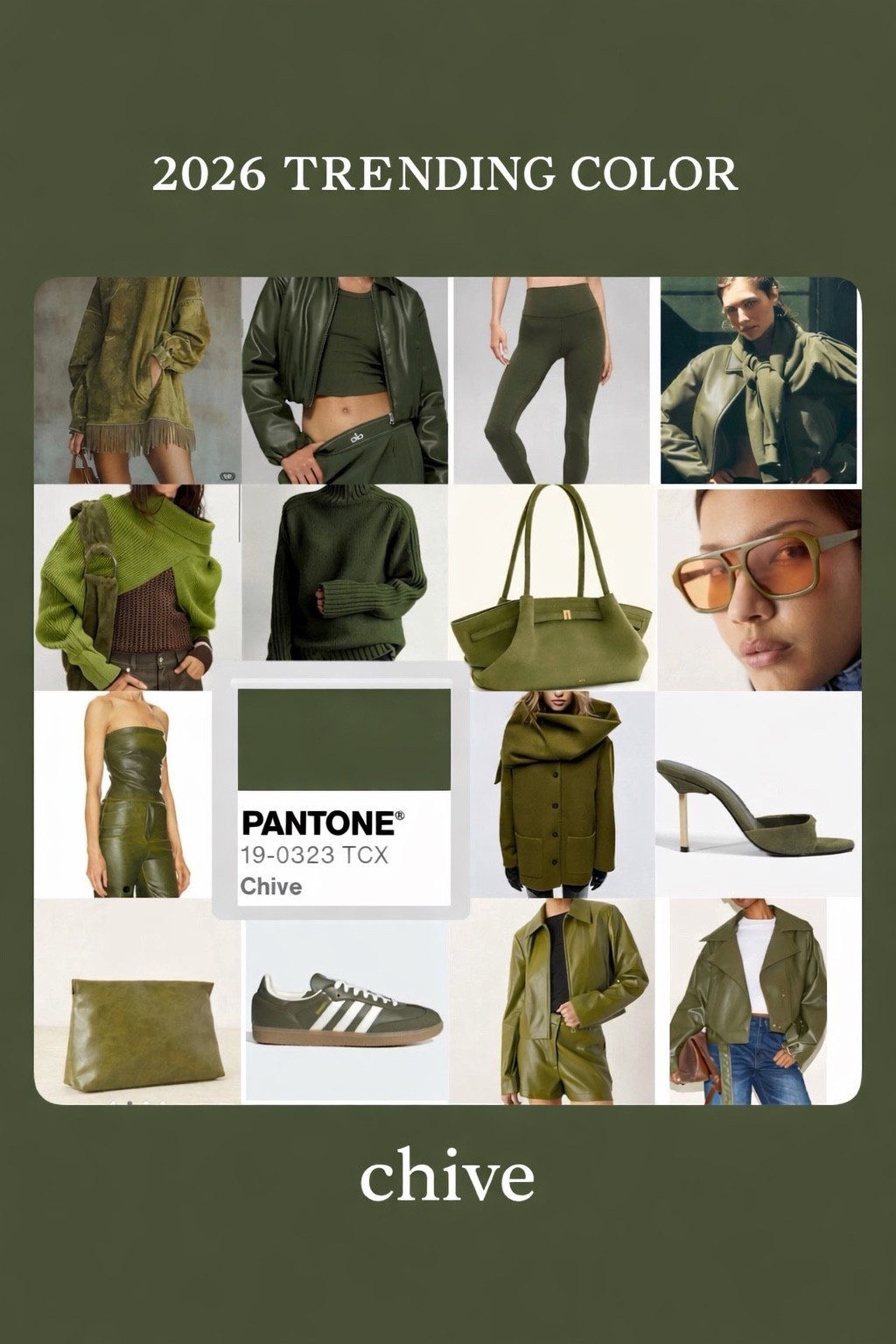 Another trending color for 2026- Chive green. Between Chive, Olive and Chartreuse - shades of green are definitely sticking around for 2026. Comment below to get links. We know once these colors are announced, items sell out fast! 

#LTKSeasonal #LTKootd #LTKFindsUnder100