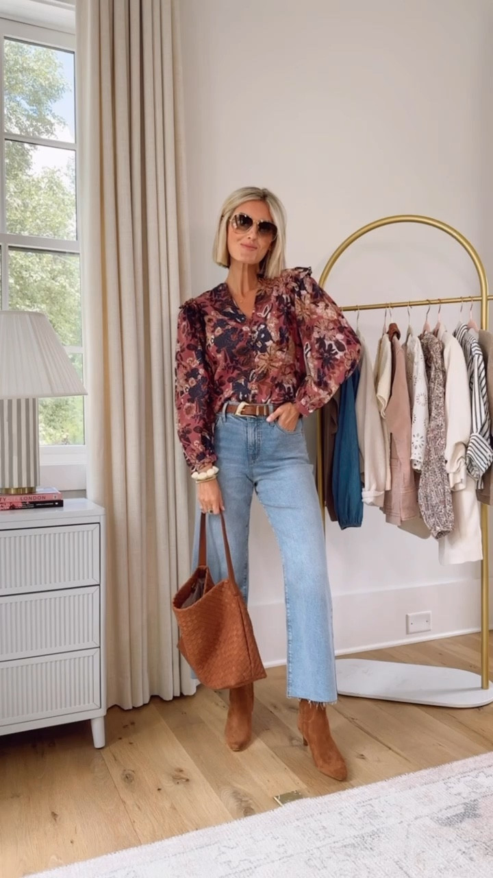 Love a fun blouse! The colors in this one are so pretty! Wearing an XS/26! I sized up one in the jeans for my bump!

Loverly Grey, fall outfit, fall looks, fall outfit 

#LTKSeasonal #LTKStyleTip