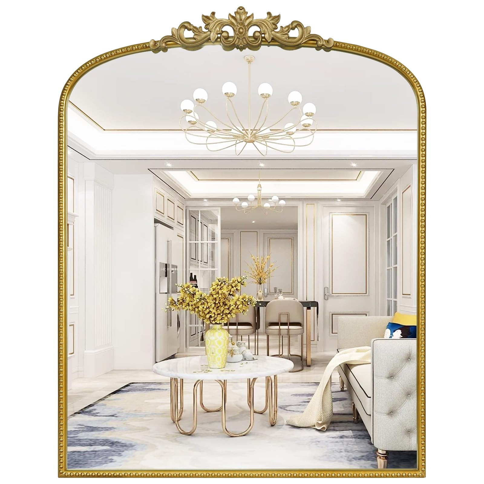 WallBeyond Gold Vintage Mirror for Vanity 28x36 Inch, Gold Antique Mirror with Ornate Frame, Arch... | Amazon (US)
