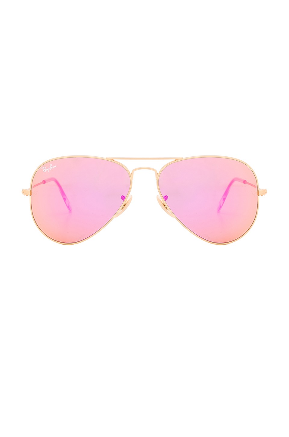 Ray-Ban Aviator Flash Lenses in Gold & Cyclamen Mirror from Revolve.com | Revolve Clothing (Global)