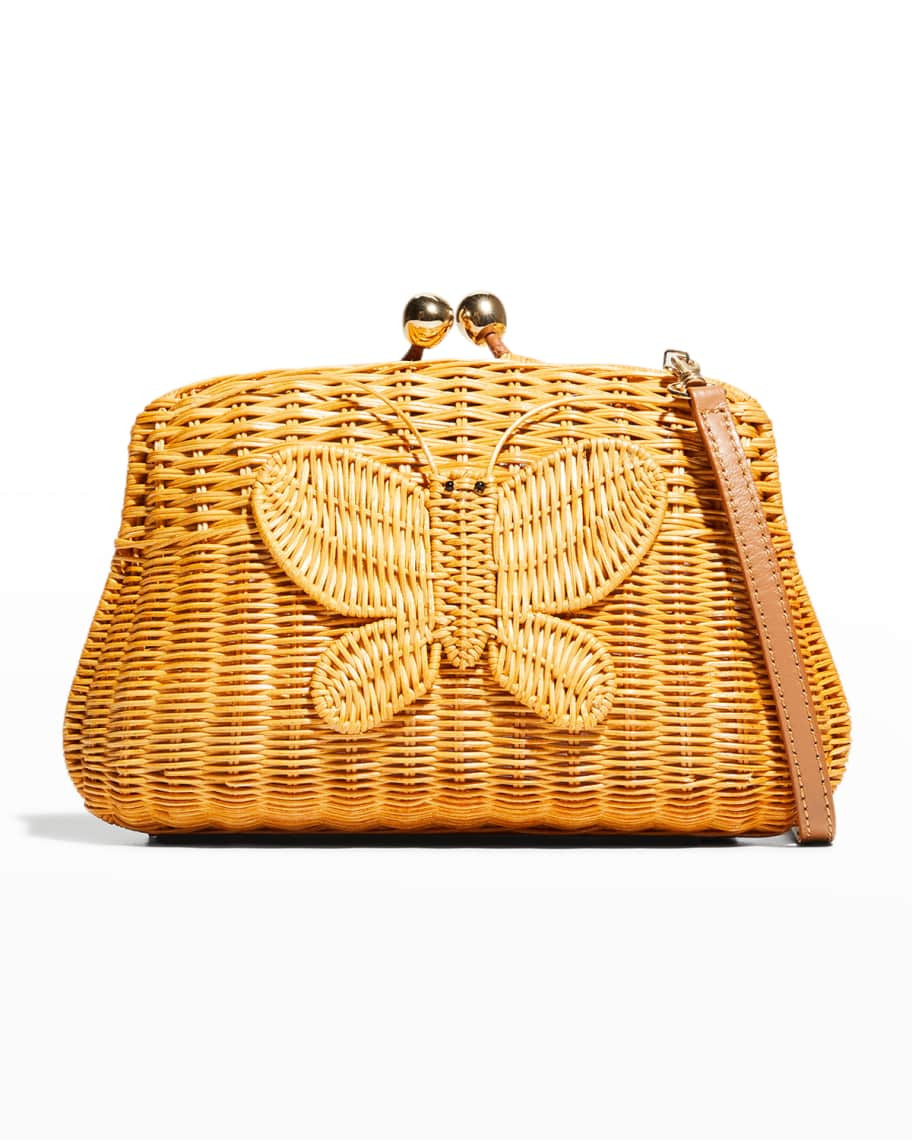 Blair Butterfly Wicker Clutch Bag | Neiman Marcus
