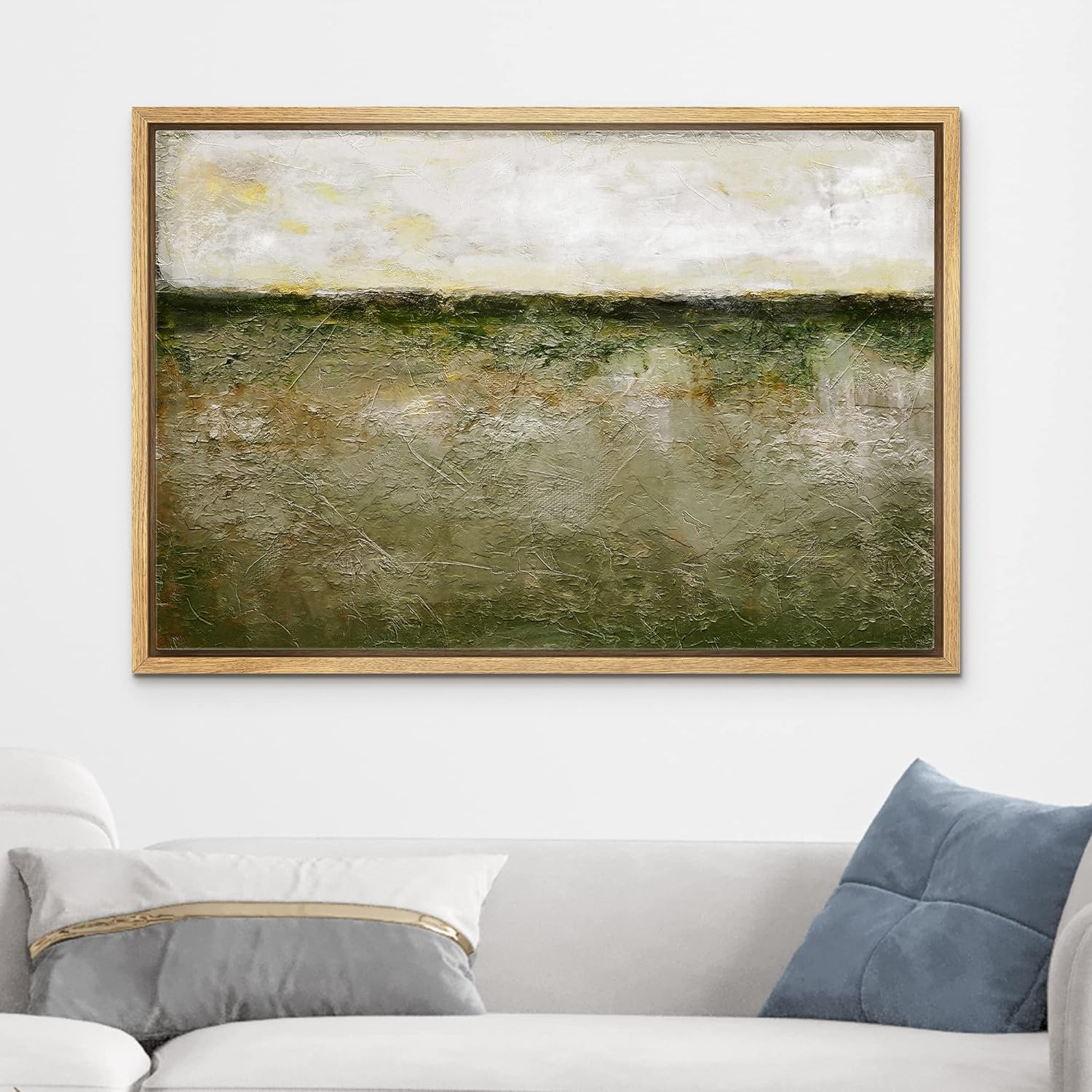 wall26 Framed Canvas Print Wall Art Pastel Grunge Minimal Green Valley Landscape Abstract Shapes ... | Amazon (US)