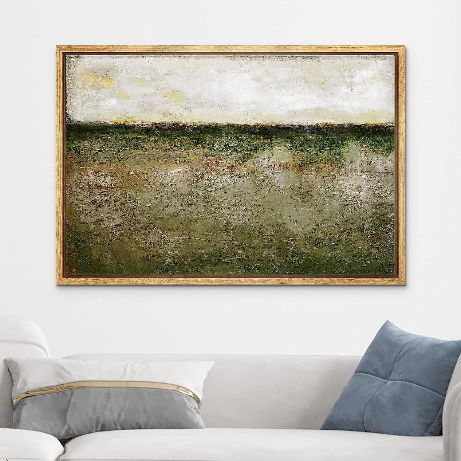 wall26 Framed Canvas Print Wall Art Pastel Grunge Minimal Green Valley Landscape Abstract Shapes ... | Amazon (US)