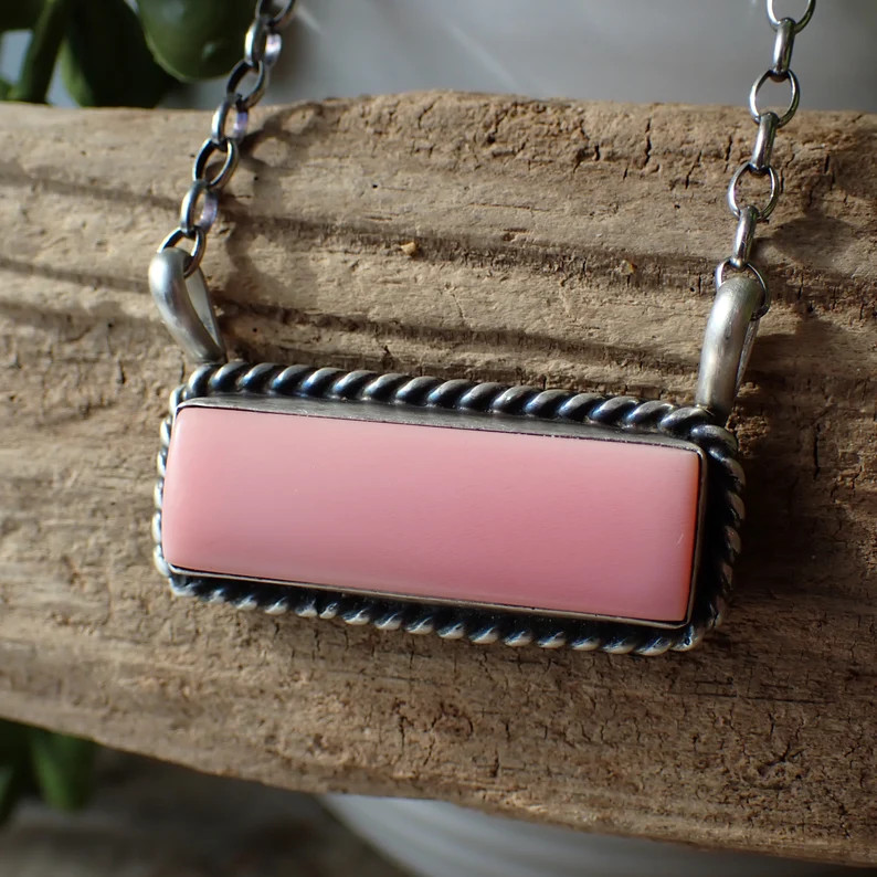 Navajo Artist Donovan Skeets 17" Conch Shell Sterling Silver Bar Necklace | Etsy (US)