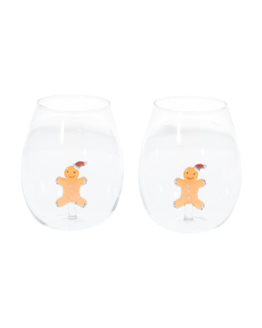 2pk Figural Gingerbread Stemless Glasses | Marshalls