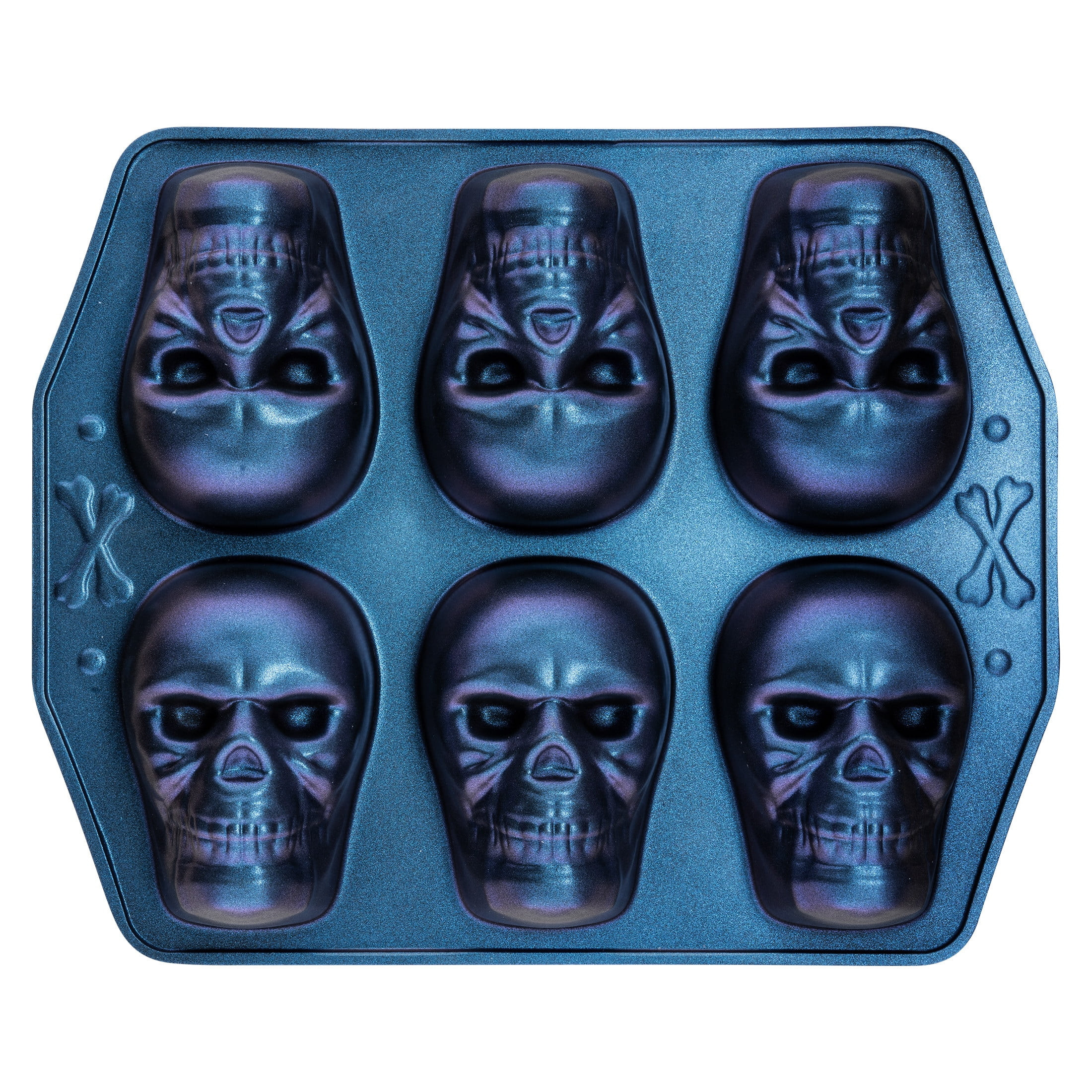 Way to Celebrate, Skull Cast Aluminum 6-Cavity Baking Pan, Iridescent | Walmart (US)