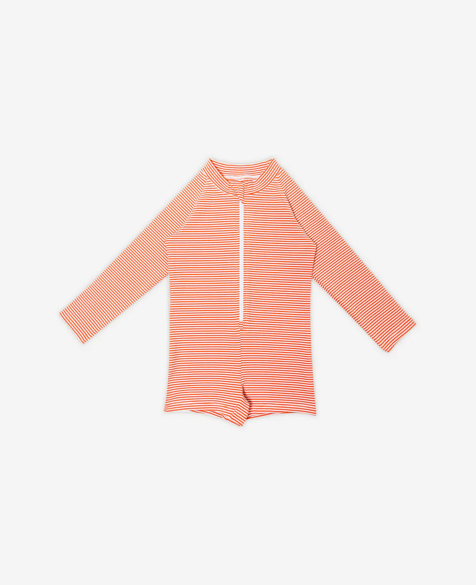 Long Sleeve Swim Suit - Ginger Stripe | Petite Revery