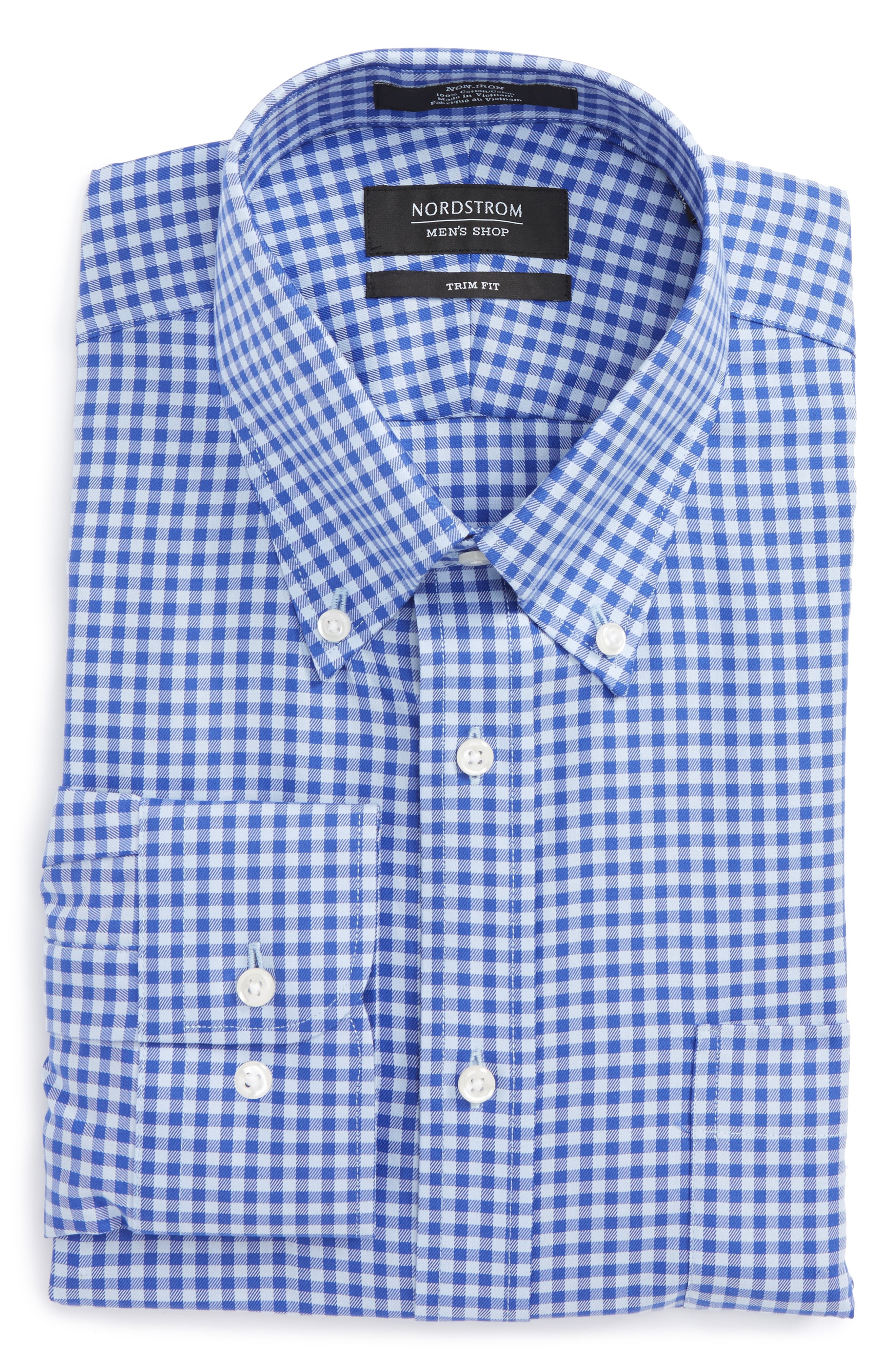 Trim Fit Non-Iron Gingham Dress Shirt | Nordstrom