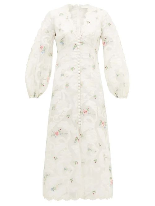 Zimmermann - Zinnia Floral-embroidered Ramie-blend Dress - Womens - Cream Print | Matches (US)