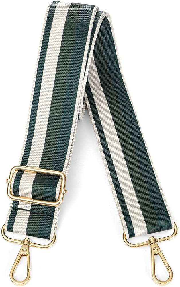 Lekesky Purse Strap Replacement Crossbody, White & Green Striped Purse Strap for Women, Adjustabl... | Amazon (US)