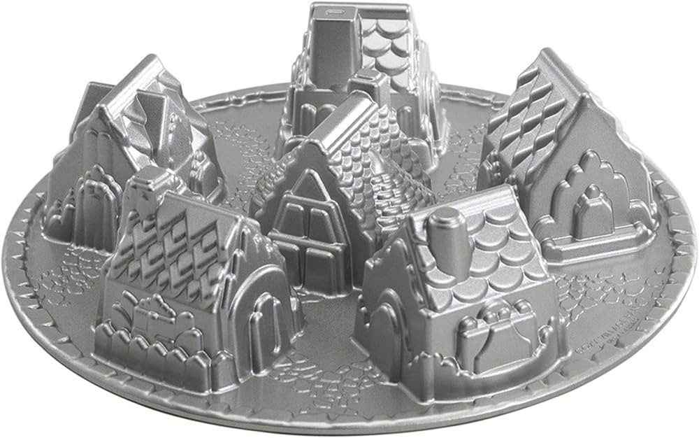 Nordic Ware Cozy Village Gingerbread House, 6 Cups, Silver | Amazon (US)