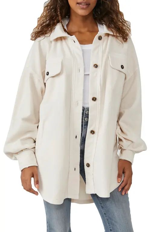 Free People We the Free Ruby Fleece Shirt Jacket in Champagne Dreams at Nordstrom, Size Small | Nordstrom