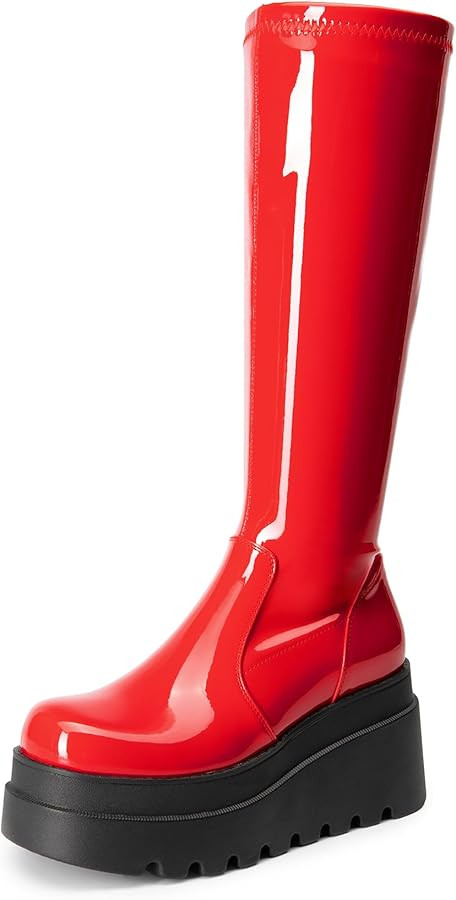 DREAM PAIRS Women's Knee High Boots Wedge Platform Chunky Heel Round Toe Side Zipper Fashion Long... | Amazon (US)