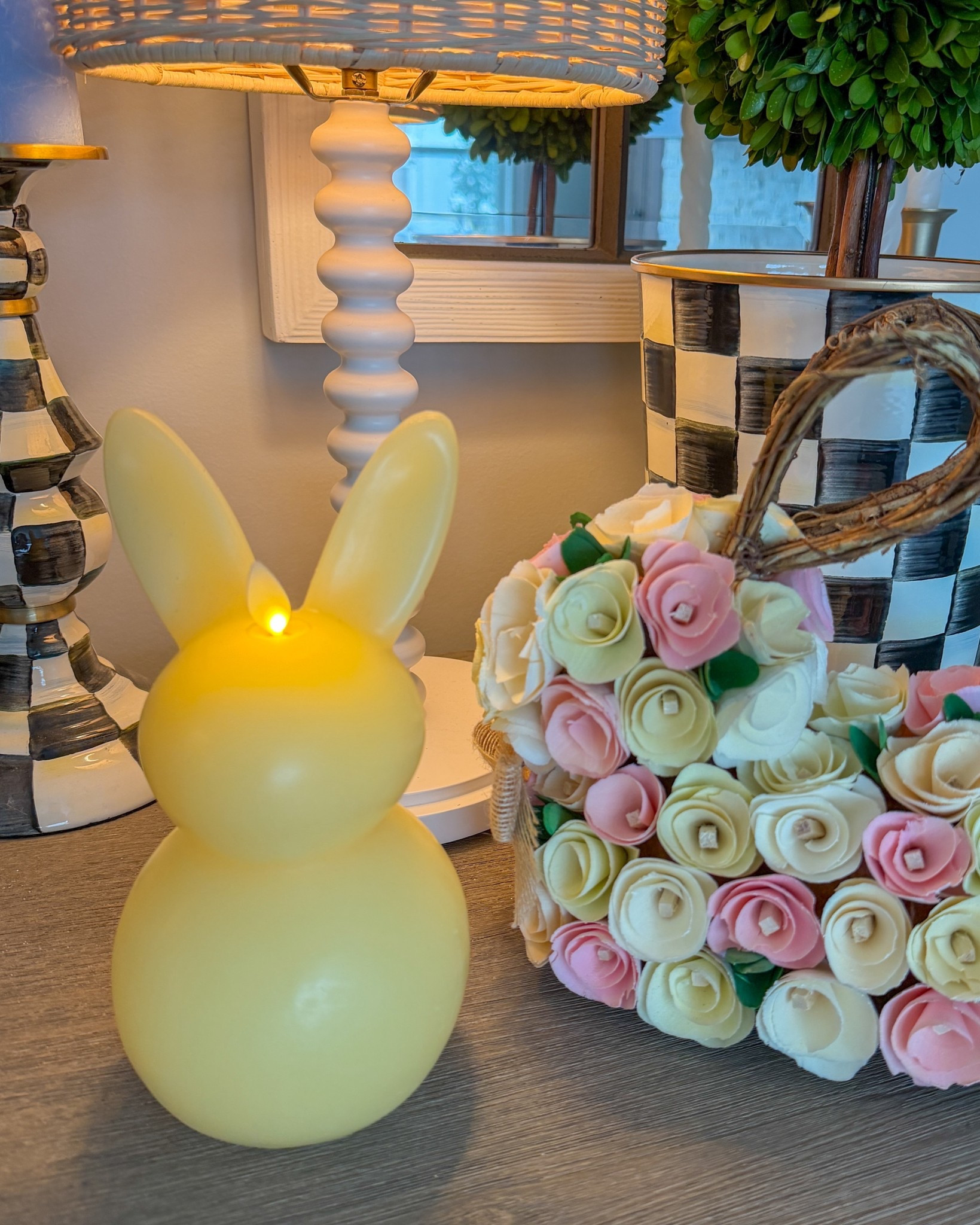 Easter decorations #easter #lent #bunnys #flamelesscandles #luminara

#LTKHome #LTKSeasonal