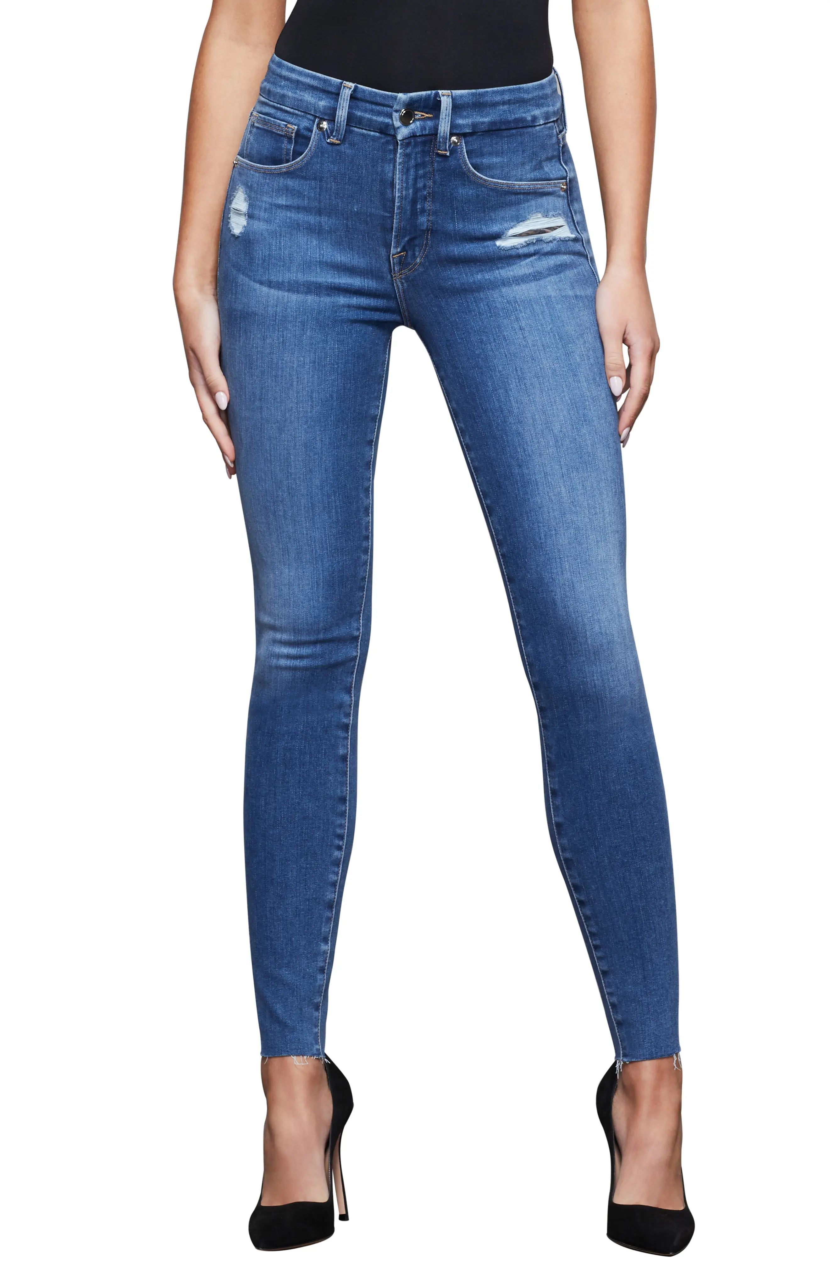 Women's Good American Good Legs Zebra Pocket High Waist Skinny Fit Jeans, Size 0 - Blue | Nordstrom