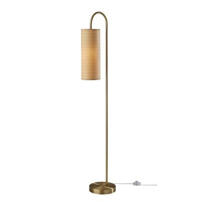 Adesso Mendoza Floor Lamp Brass: Antique Brass Finish, Cylinder Shade, ETL Listed, Metal Body | Target
